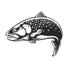 Wall Mural - Rainbow trout jumping out water.Salmon isolated on white background. Concept art for horoscope, tattoo or colouring book.