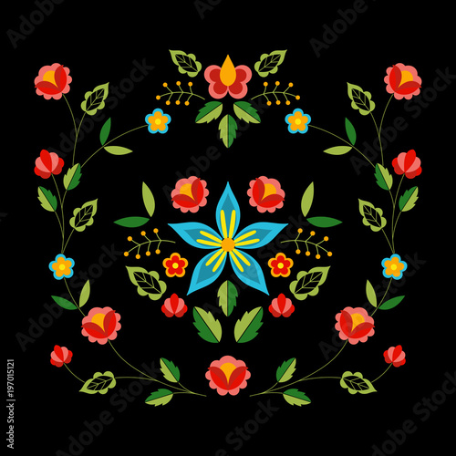 Dekoracja na wymiar  polski-wektor-wzor-ludowy-kwiatowy-ornament-etniczny-slowianski-druk-wschodnioeuropejski-kwadratowy-kwiat