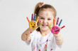 © Photocreo Bednarek - A girl showing her colorful painted hands