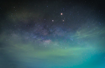 Wall Mural - landscape with milky way galaxy. night sky with stars. long exposure photograph.