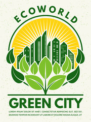 Poster - Poster in retro style to the eco theme. Protect your city