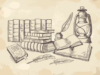 Wall Mural - composition from old handwriting books