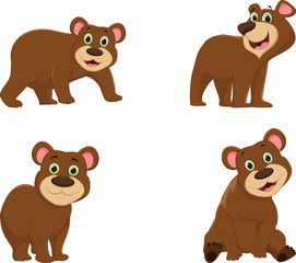 Wall Mural - Collection of cute brown bear cartoon