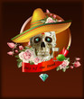Day of the dead vector illustration. mexico festival poster design. floral decoration, painted skull.vector