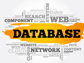 Poster - database word cloud collage, business concept background