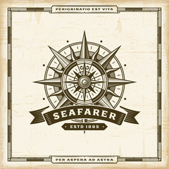 Wall Mural - Vintage Seafarer Label. Editable EPS10 vector illustration in retro woodcut style with transparency.