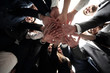 © ASDF - large business team is forming a circle and his hands clasped together