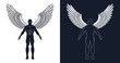 © Agor2012 - Muscular man with wings is like a superhero or a dark angel. Silhouette of an athletic man.