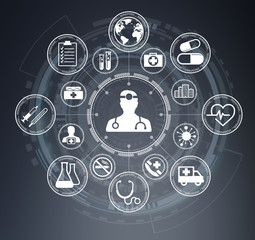 Aufkleber - Modern medical interface with icons 3D rendering