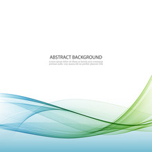 Abstract Vector Background, Blue And Green Waved Lines For Brochure, Website, Flyer Design.