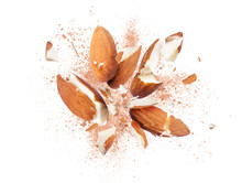 Almonds Is Torn To Pieces Close-up On White Background
