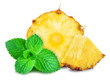 pineapple and mint isolated on a white background