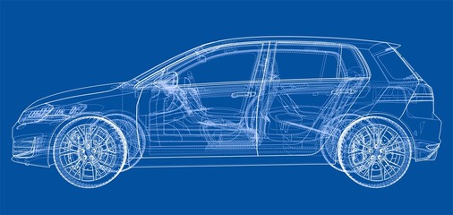 Poster - car sketch. vector