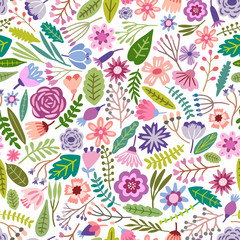 Wall Mural - Flower seamless pattern. Small colorful flowers. Floral ditsy background