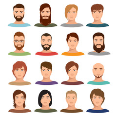 Poster - adult male portraits vector collection. internet profile mans cartoon faces