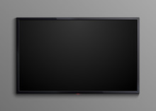Realistic Black Television Screen Isolated. 3d Blank Led Monitor Display Vector Mockup