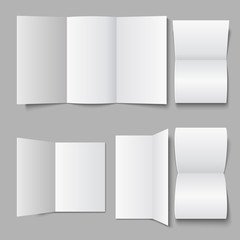 Wall Mural - Blank white document leaflet. 3d advertising pamphlet brochure or flyer vector mock up
