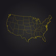 USA map dark yellow outline