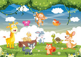 Fototapeta Fototapety na ścianę do pokoju dziecięcego - Vector Illustration Of Cartoon Animals