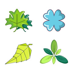 Wall Mural - leaf icon set, cartoon style