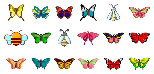 Wall Mural - Insects icon set, cartoon style