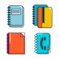 Poster - Notebook icon set, cartoon style