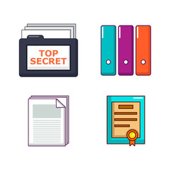 Poster - Folder icon set, cartoon style