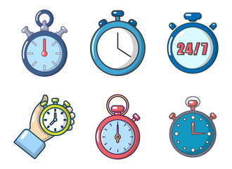 Poster - Stopwatch icon set, cartoon style