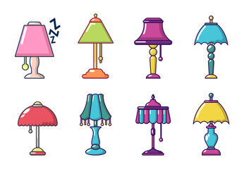 Poster - Lamp icon set, cartoon style