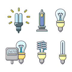 Poster - Bulb icon set, cartoon style