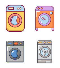 Poster - Wash machine icon set, cartoon style