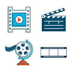 Poster - Video file icon set, cartoon style
