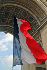 Raising the flag of France