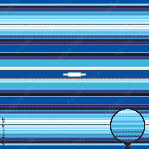 Blue Serape Blanket Stripes Seamless Vector Pattern. Monochrome Mexican
