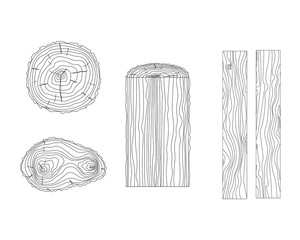 Vector tree rings and timber boards 