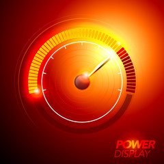 vector illustration red abstract car fuel power speedometer pushing to limit with cool energy glow effects.