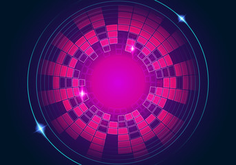Aufkleber - Vector Illustration abstract red blue circular equalizer background