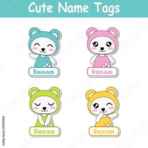 Vector cartoon illustration with colorful cute baby pandas Vector cartoon illustration with colorful cute baby pandas
