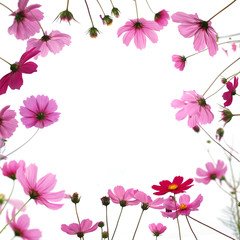 pink cosmos flower in the meadow isolated on white background