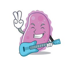 Sticker - With guitar bacteria mascot cartoon style