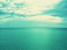 Retro Image Of Sea And Sky In Green Shades