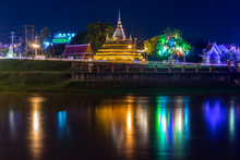 Reflection Light In Nan River Of Phitsanulok, Thailand. January 2, 2018.