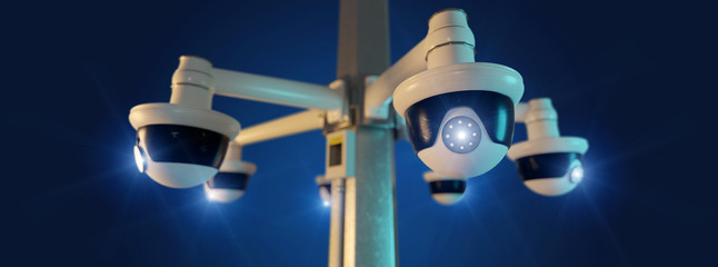 Poster - Street security cctv camera isolated on a background - 3d rendering
