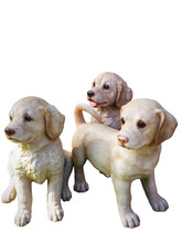 Three Dog Statue On White Isolated Background , Cliping Path