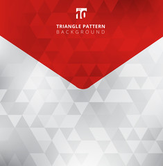 Poster - abstract triangles pattern on gray and white color background and texture with arrow red tab for cop