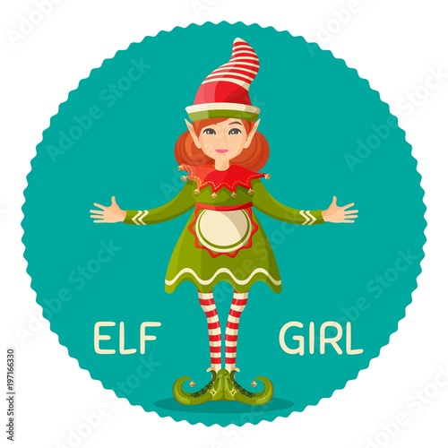 Fotografie, Obraz Elf girl human-shaped supernatural female being in green apparel