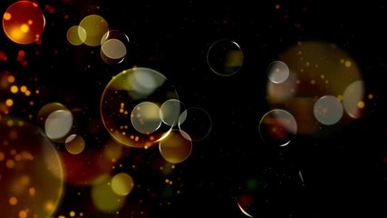 Wall Mural - Colorful glass transparent balls shimmer, move and disappear against the background of abstract movement of small dots. Looped background HD for presentations, videos, advertising