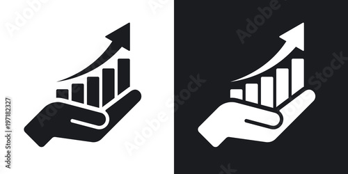 Fotomural Vector growing graph icon on the hand