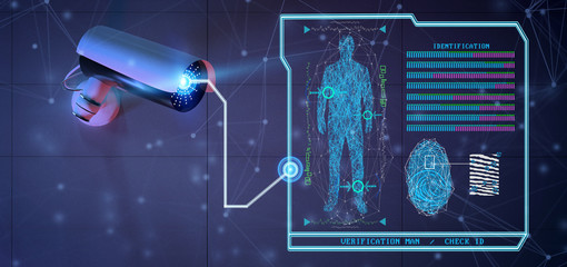 Poster - Recognition and detection software on a security camera system - 3d rendering