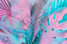 Pastel Tropical Palm Leaves